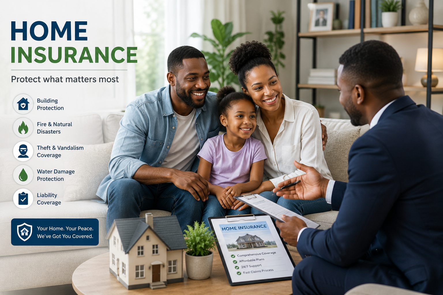 Modern family home representing home insurance